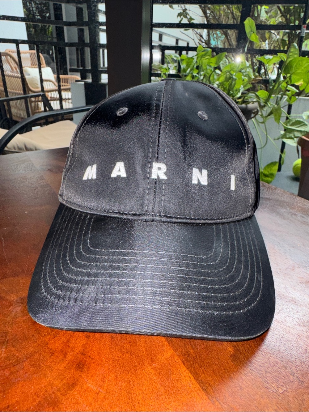 Marni Black Satin Logo Baseball Cap